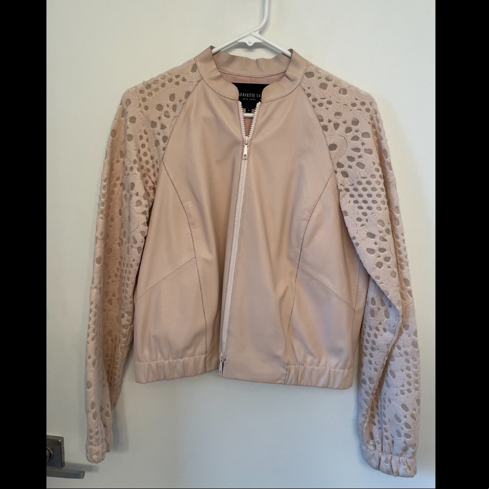 Lafayette 148 pale pink bomber jacket